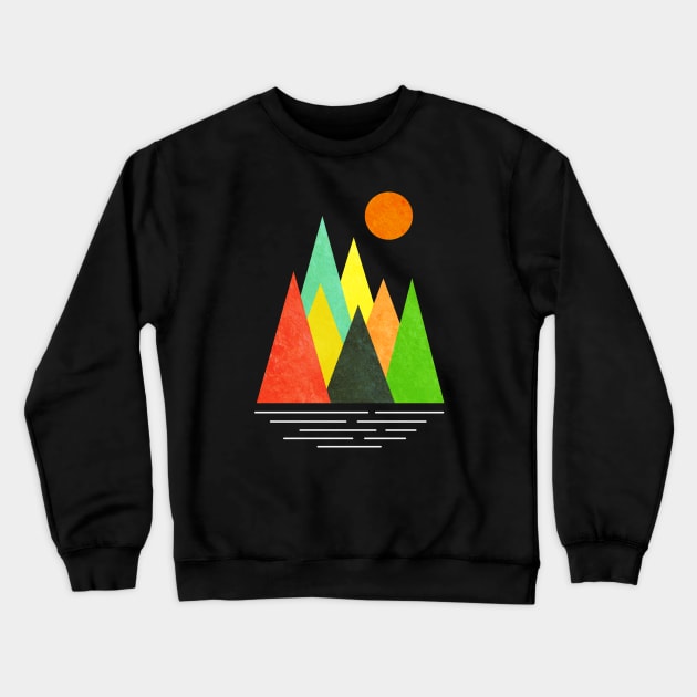 Minimalist Abstract Nature Art #9 Linear and Colorful Mountains Crewneck Sweatshirt by Insightly Designs